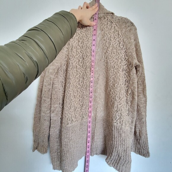Chico's Wool Lace Back Lara Cocoon Cardigan Sweater Beige Metallic Gold Size 0 - Picture 9 of 14